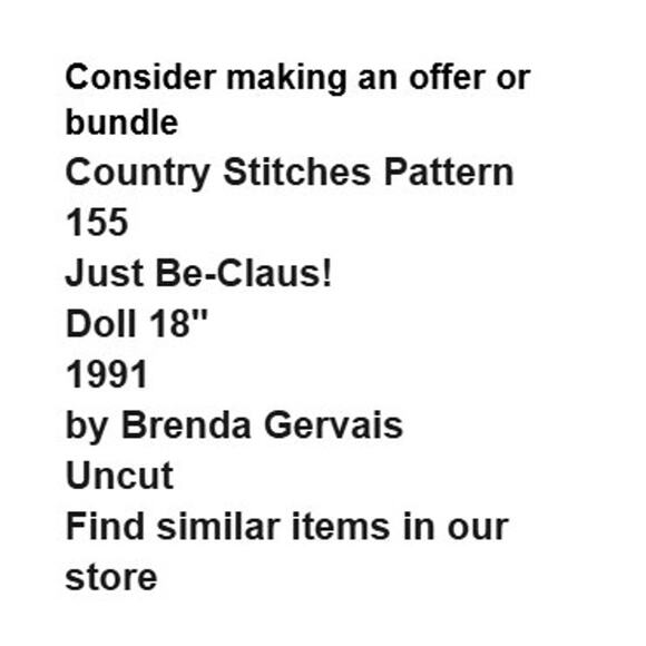 Country Stitches 155 Just Be Claus Pattern 18" Uncut Christmas Holiday Home - Picture 3 of 5